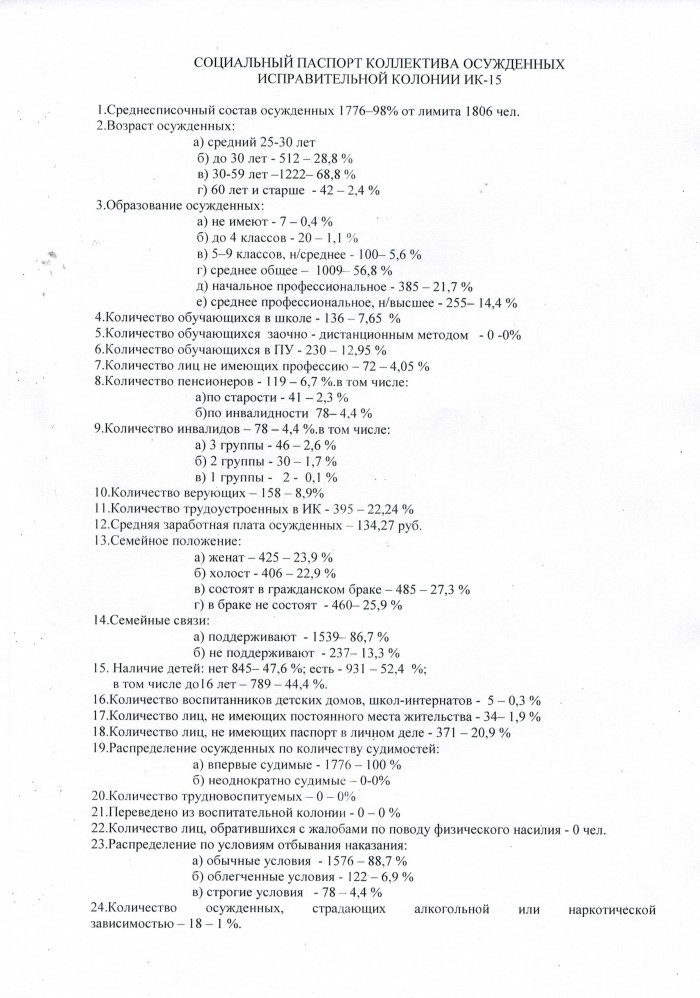 Социальная карта осужденного