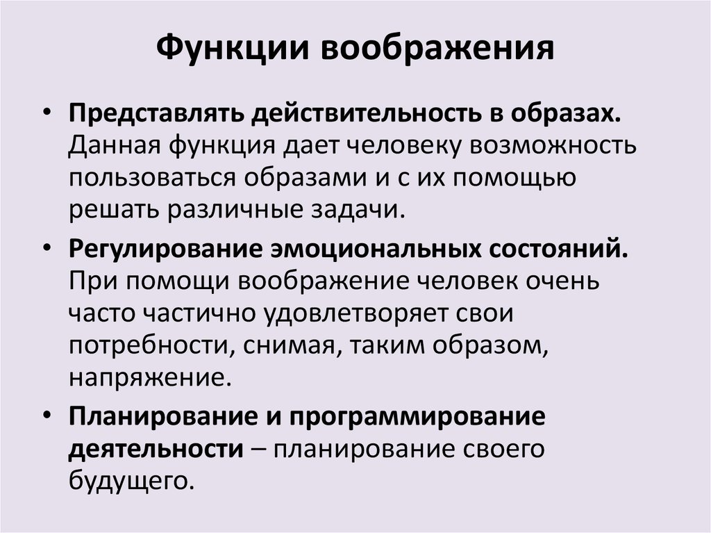 План лекции по теме воображение