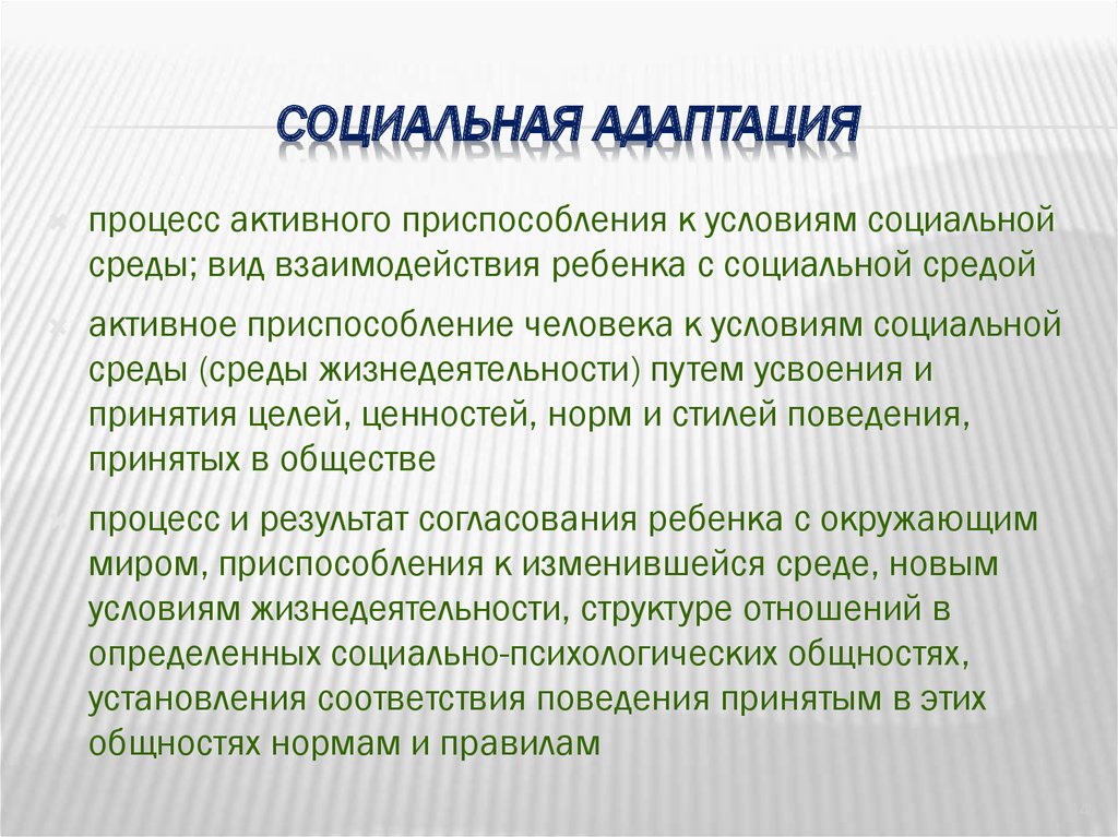 Социальная адаптация презентация