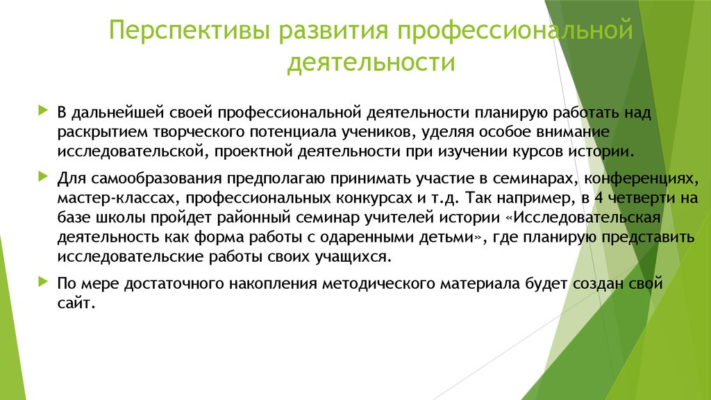 Перспективы дальнейшей работы над проектом пример