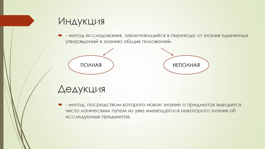 Слово индукция. Индукция метод исследования. Индукция и дедукция как методы научного познания.