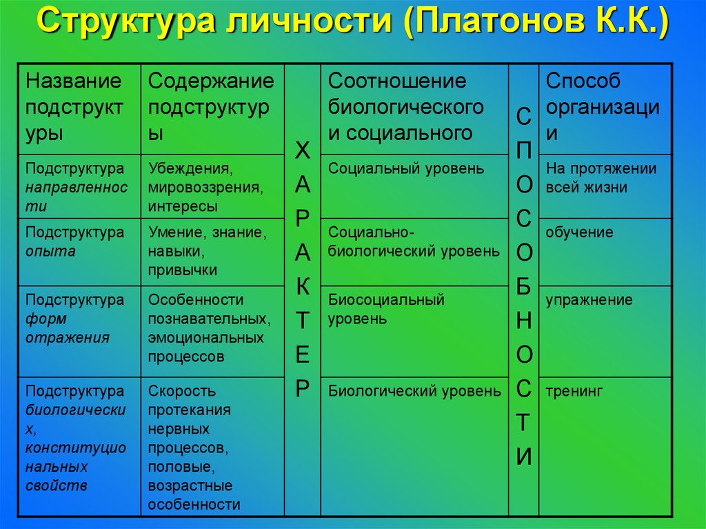 Структура личности платонов схема