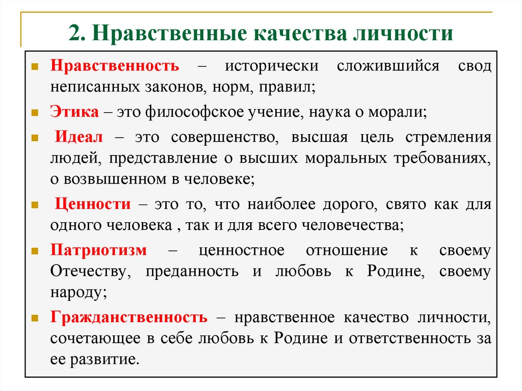 Схема нравственные качества человека