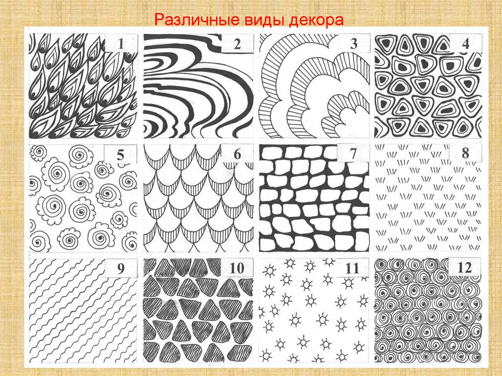 Различные виды рисунка. Основы графического рисунка. Узоры для штриховки. Упражнения по графике. Орнамент с помощью линий.