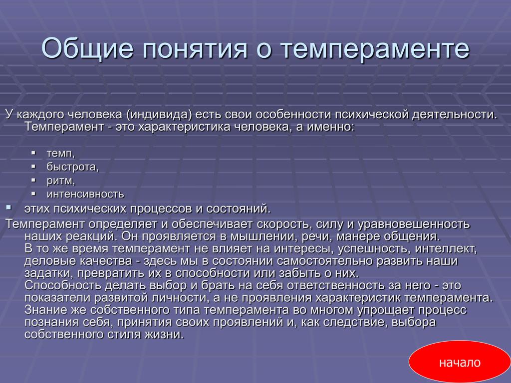 Понятие о темпераменте в психологии презентация