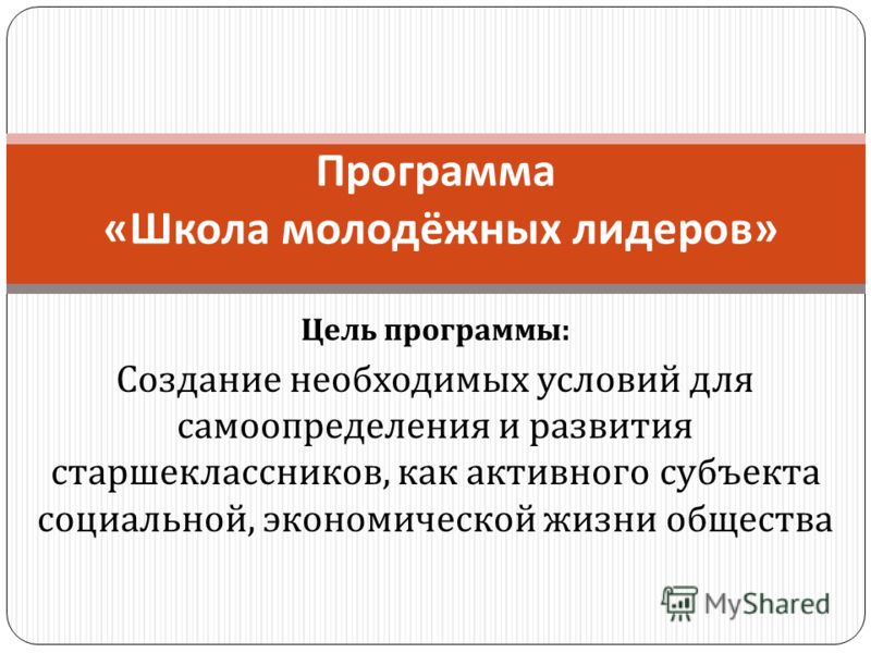 Цели лидера. Цель разработки программы. Программа для создания целей. Программы общества.