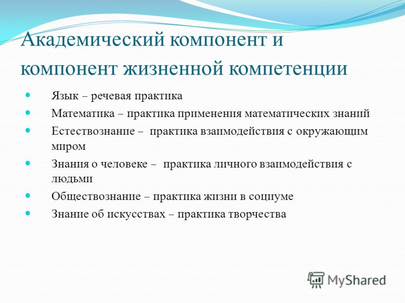 Жизненные навыки. Академический компонент и компонент жизненной компетенции. Жизненная и Академическая компетенция. Естествознание и практика. Язык и речевая практика.