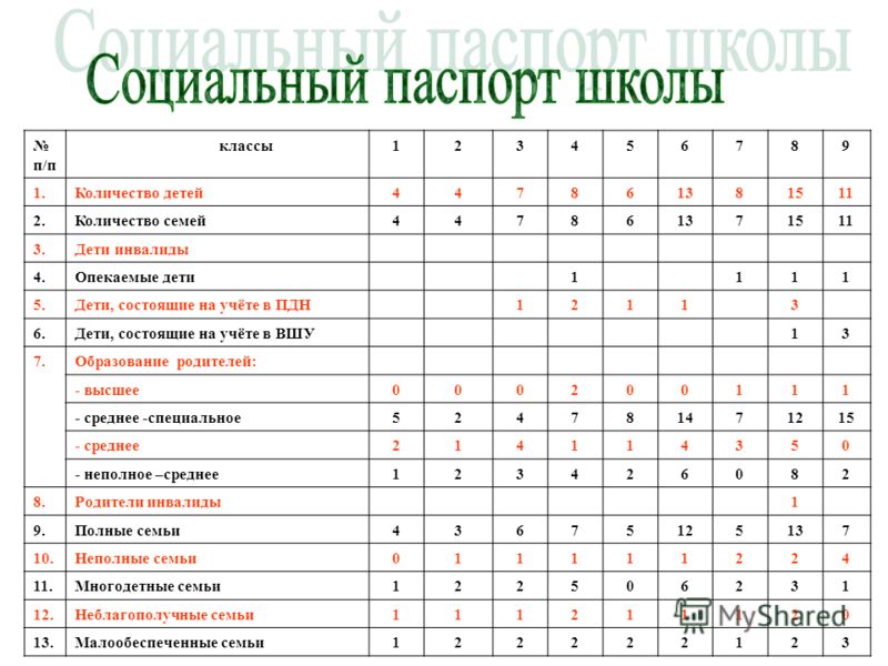 Социальный паспорт населенного пункта образец