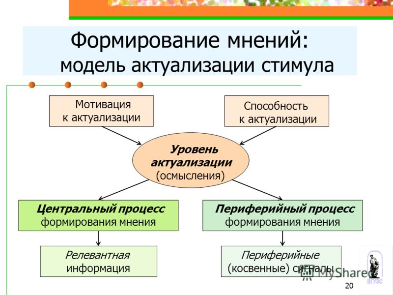 Формирование мнения. Процесс формирования мотива. Периферийные процессы. Актуализация модели это.