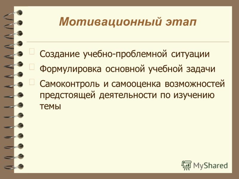 Мотивационный этап. Задачи мотивационного этапа. Побудительно-мотивационный этап. I. мотивационный этап 1. создание проблемной ситуации..