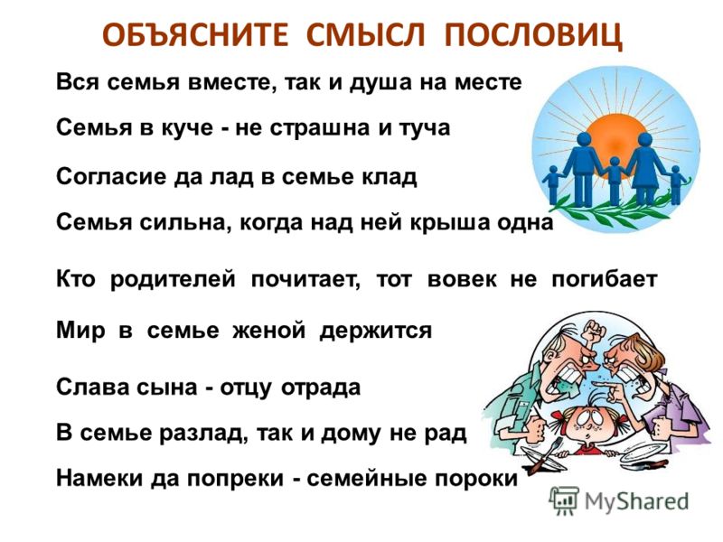 Пословицы о семье рисунок