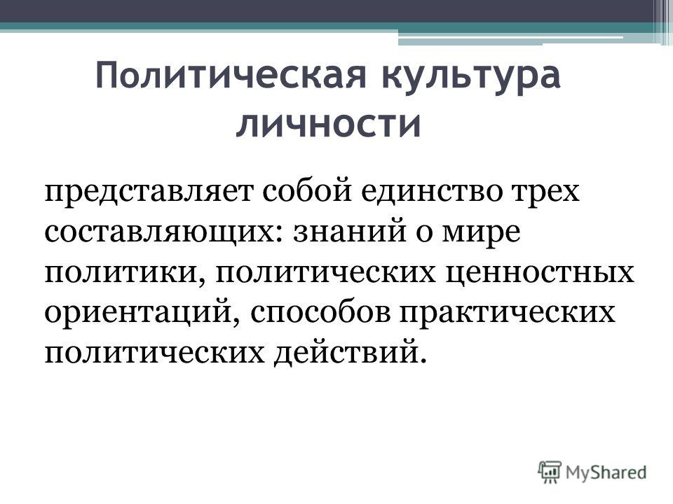 Личность представляет собой. Политическая культура личности. Способы практических политических действий. Человек представляет собой единство трёх составляющих.