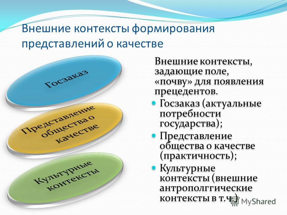 Внешние качества. Становление представлений о социуме. Внешние потребности государства. «Представление о качестве».