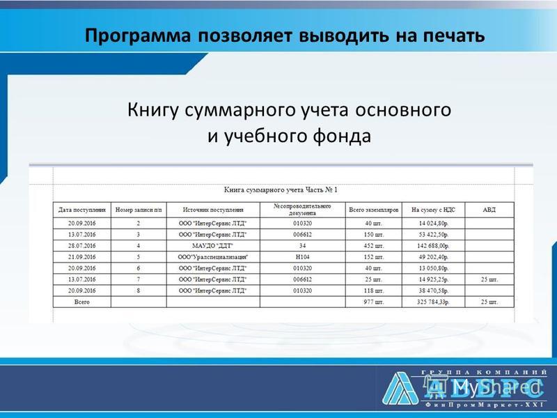 Книга суммарного учета учебников в школьной библиотеке образец