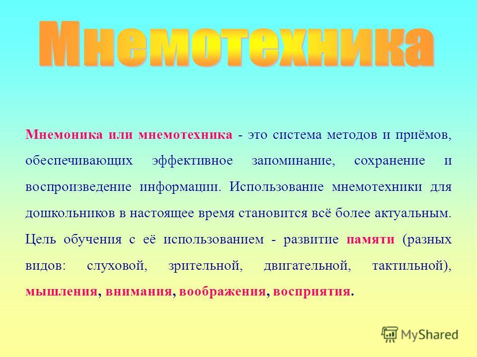 Мнемоника это. Мнемоника.