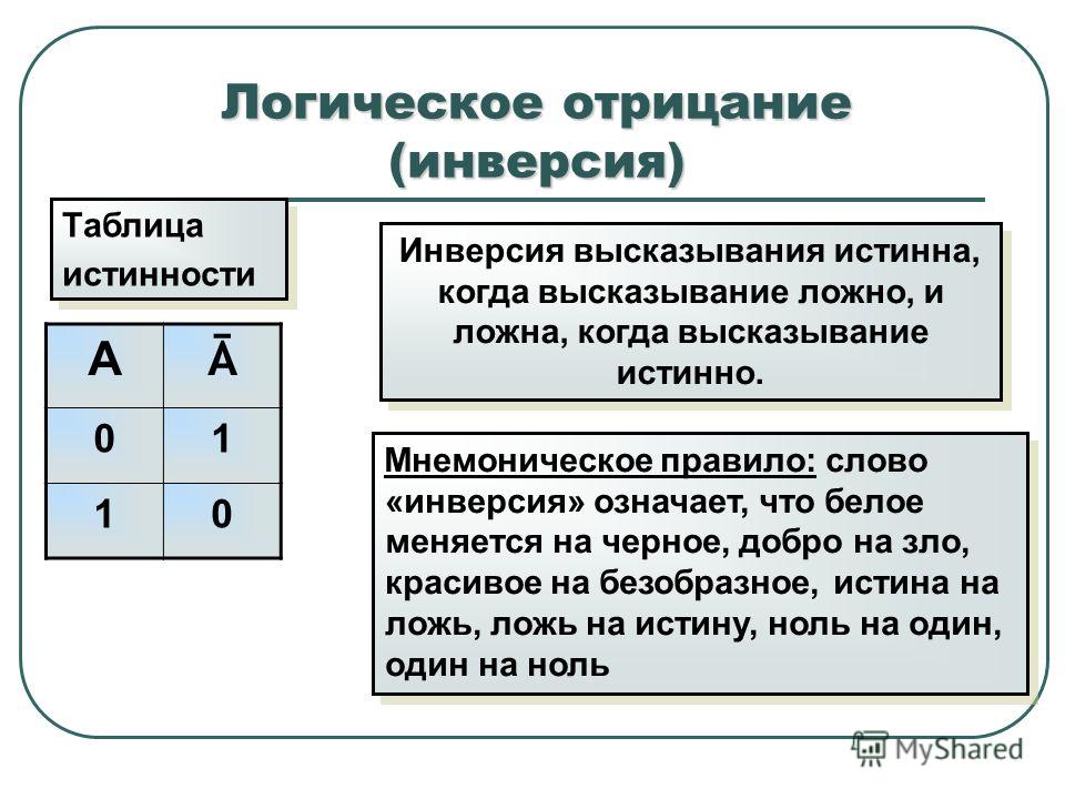 Инверсия это логическое