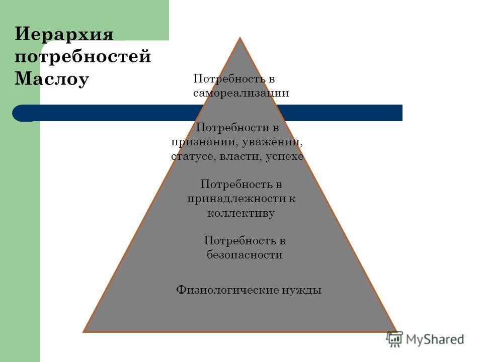 Нужды объекта. Потребность в уважении и признании. Потребность в самореализации. Потребность к успешности. Власть успех.