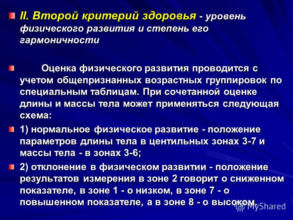 Показатели физического здоровья