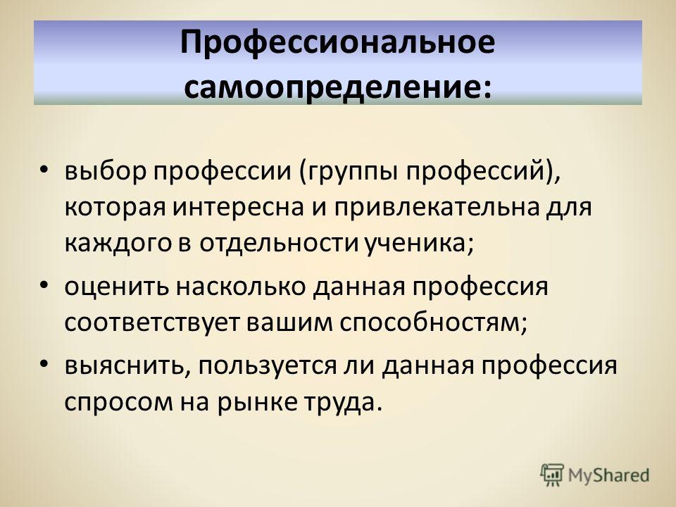 Профессиональное самоопределение старшеклассников презентация