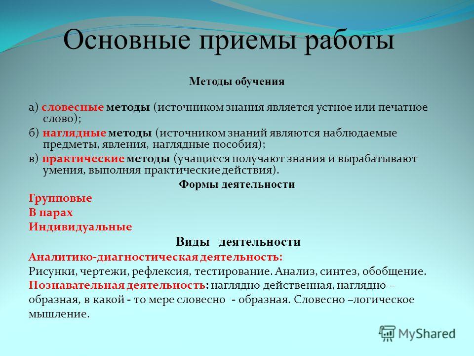 Какие условия приема. Основные методы обучения. Методы и приемы работы. Методы и приемы обучения. Приемы работы в педагогике.