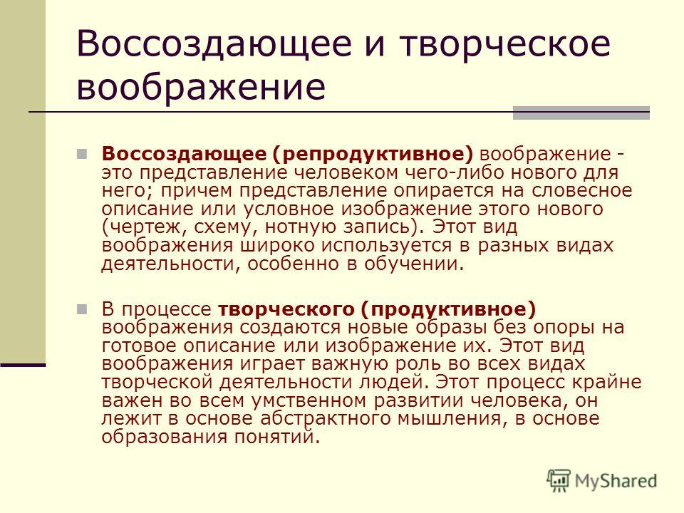 План лекции по теме воображение