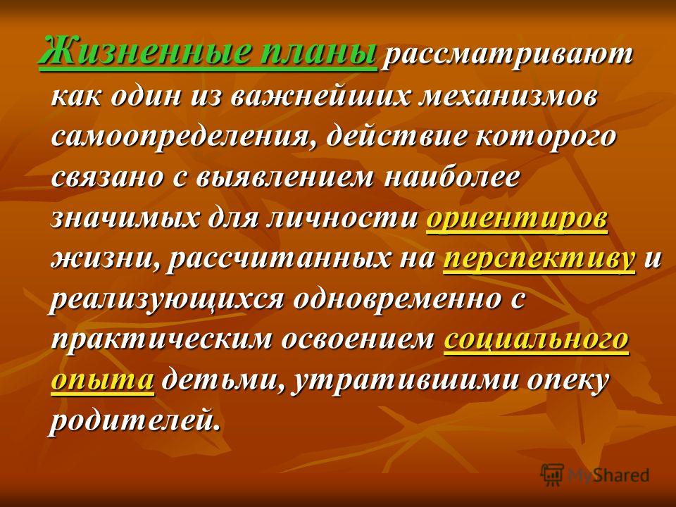 Временная перспектива жизненных планов в юношестве