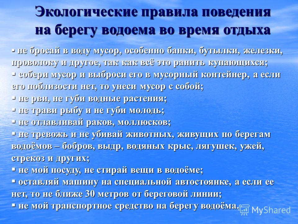 Правила экологичной жизни. Правила экологического поведения. Правила поведения на берегу водоема. Экологические правила поведения на водоемах. Правила поведения на реках и Озерах.