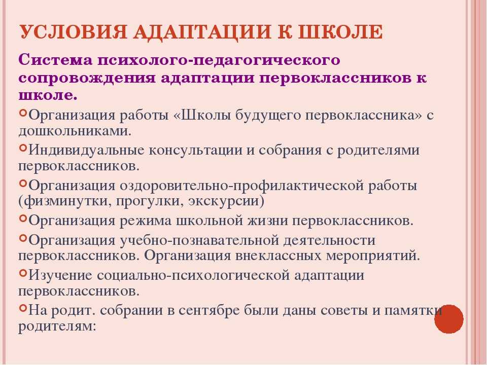 Проект мероприятий и рекомендаций по обеспечению успешной адаптации первоклассников к школе