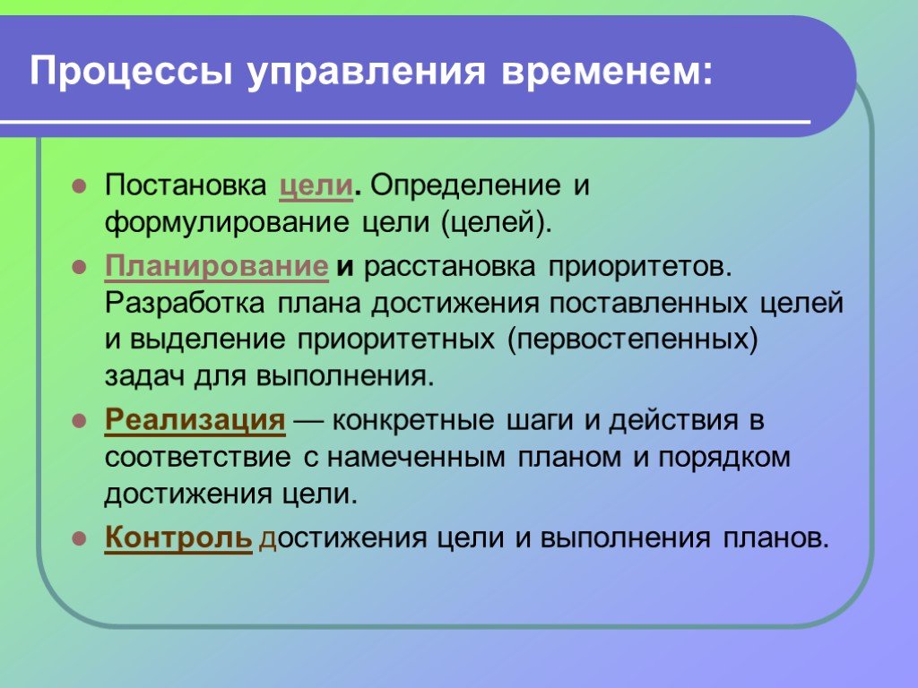 Процессы управления временем проекта