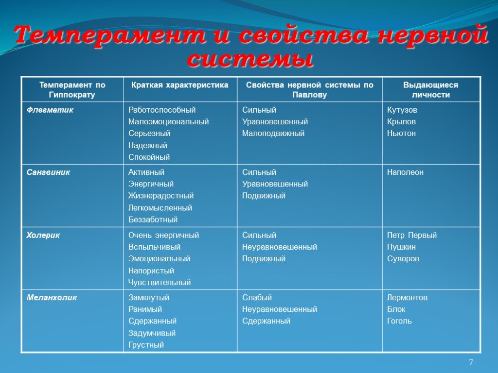 Психологическое описание портретов различных темпераментов впервые