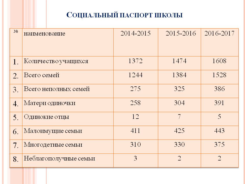 Соцпаспорт в школе образец