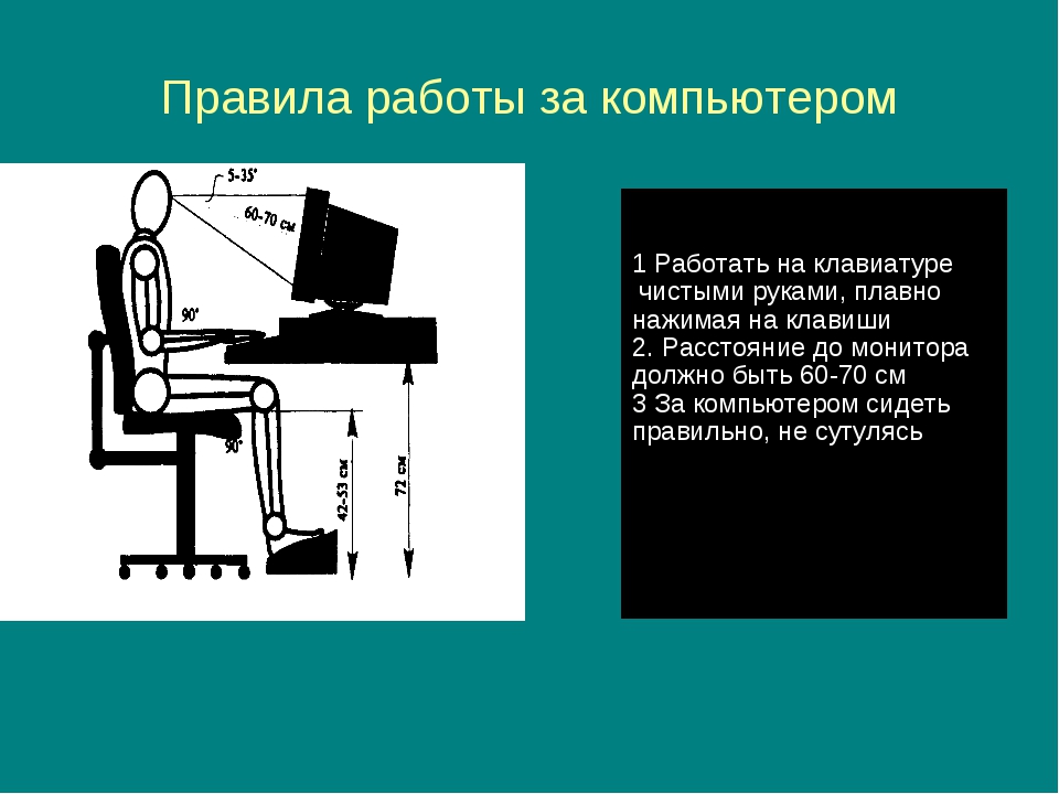 Рекомендации при работе на клавиатуре. Правила работы с компьютером. Правила работы за компом. Правила работы за ПК. Правило работы за компьютером.