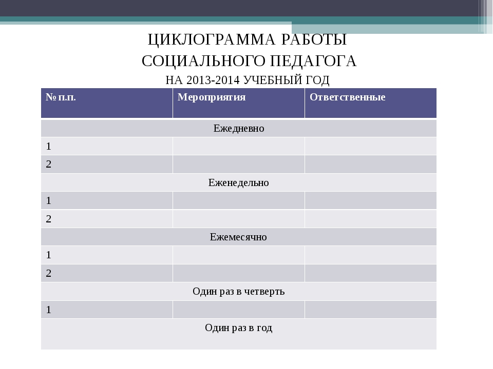 План график работы социального педагога