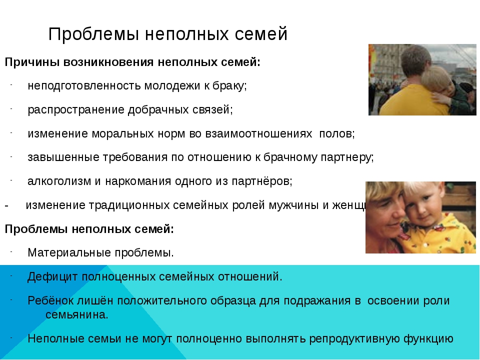 Презентация проблемы воспитания детей в неполной семье