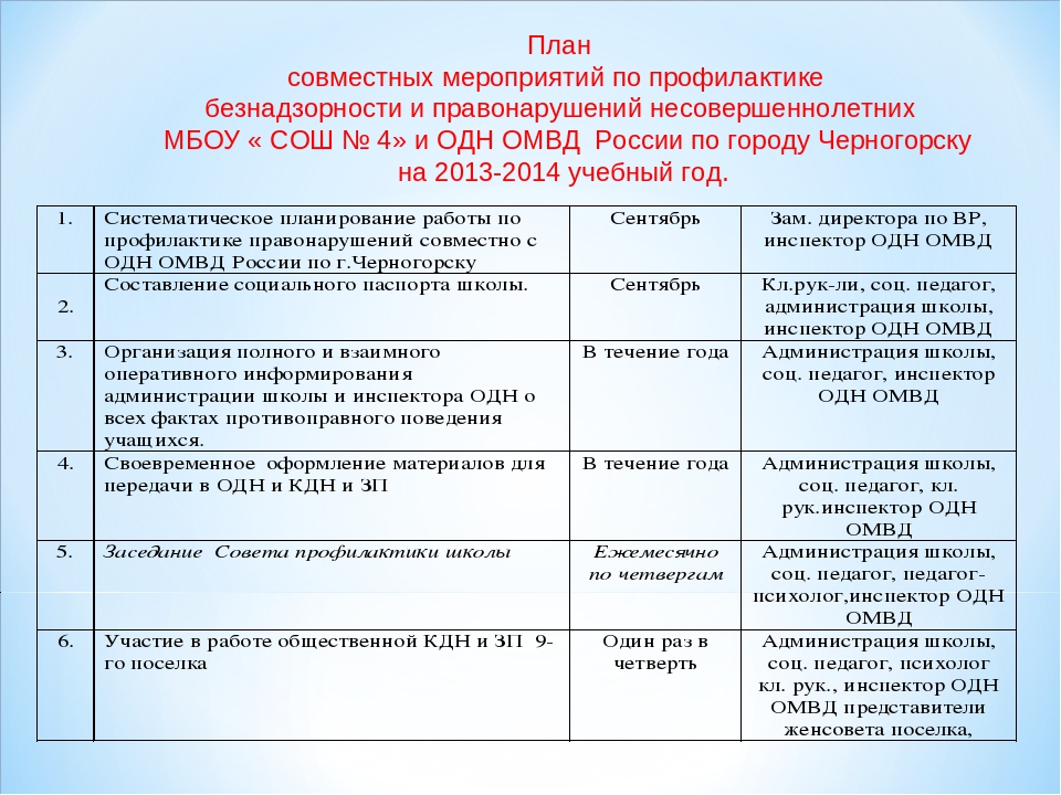 Межведомственный план мероприятий