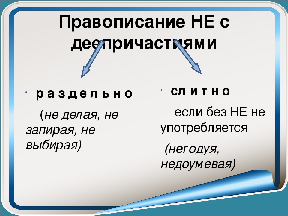 Не с деепричастиями презентация 7 класс