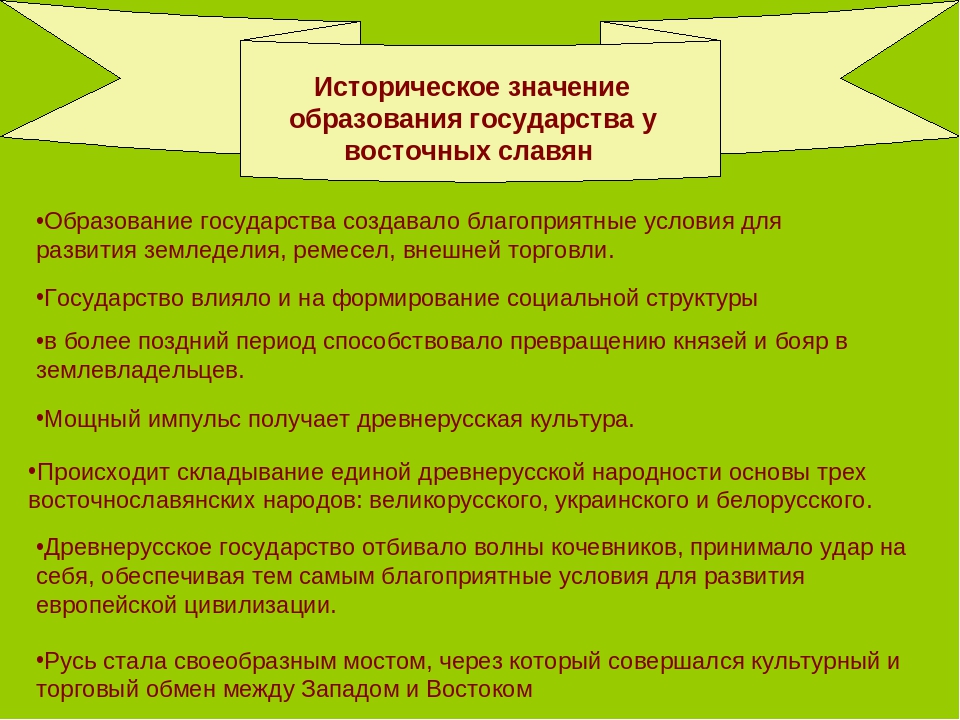 Что означает образование. Значение образования древнерусского государства. Значение образования государства у восточных славян. Значение древнерусского государства. Историческое значение образования древнерусского государства.