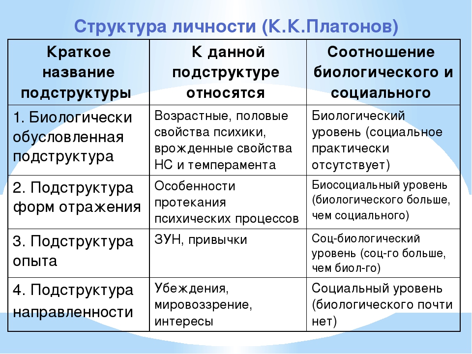 Структура личности платонов схема