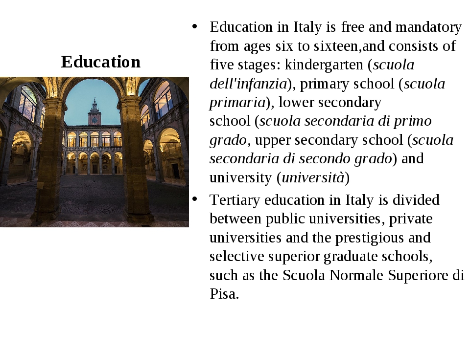 Культура италии презентация. Education in Italy презентация.