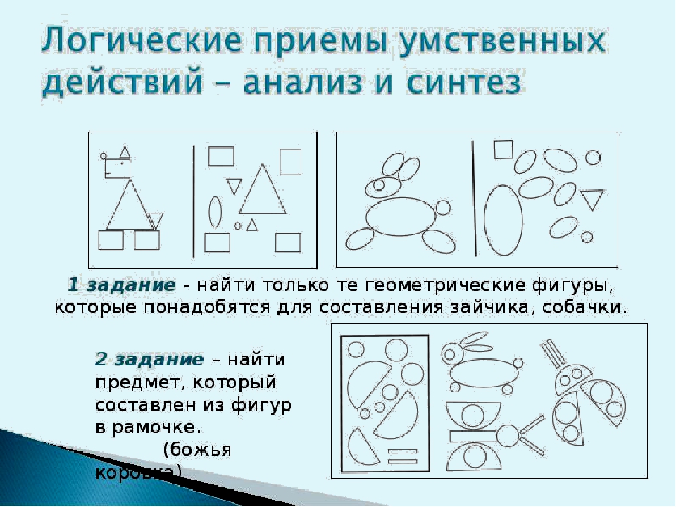 Наглядно логическое. Задания на анализ и Синтез. Упражнения на развитие логического мышления.