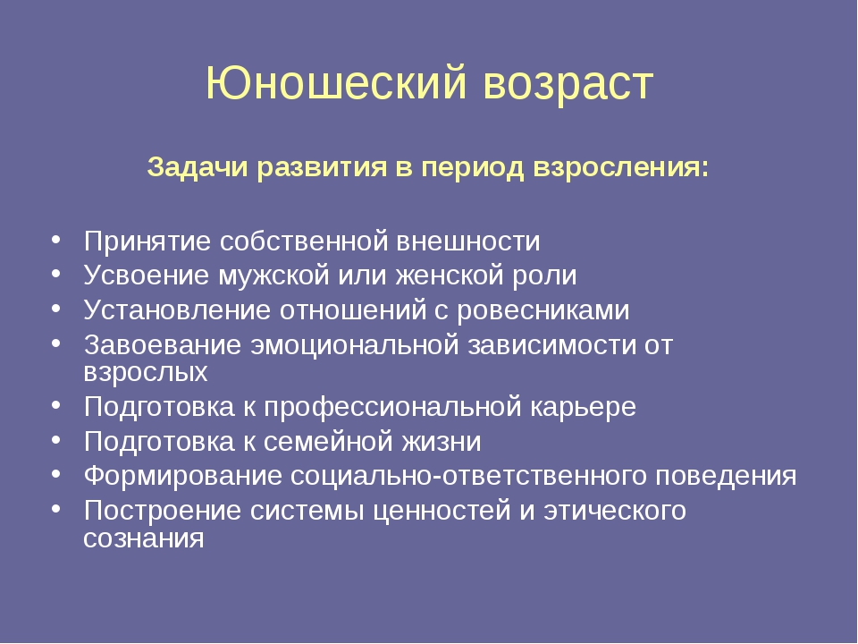 Психология юношеского возраста презентация