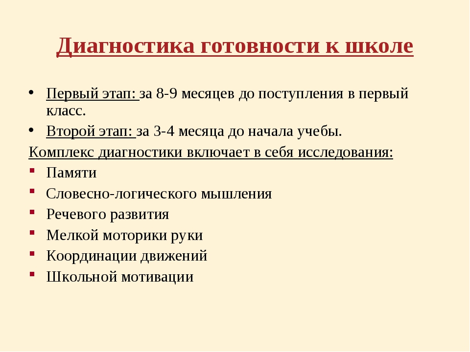 Диагностика ребенка в первый класс. Диагностика школьной готовности. Этапы диагностики готовности к школе. Диагностика готовности к обучению в школе. Диагностика готовности ребенка к школе.