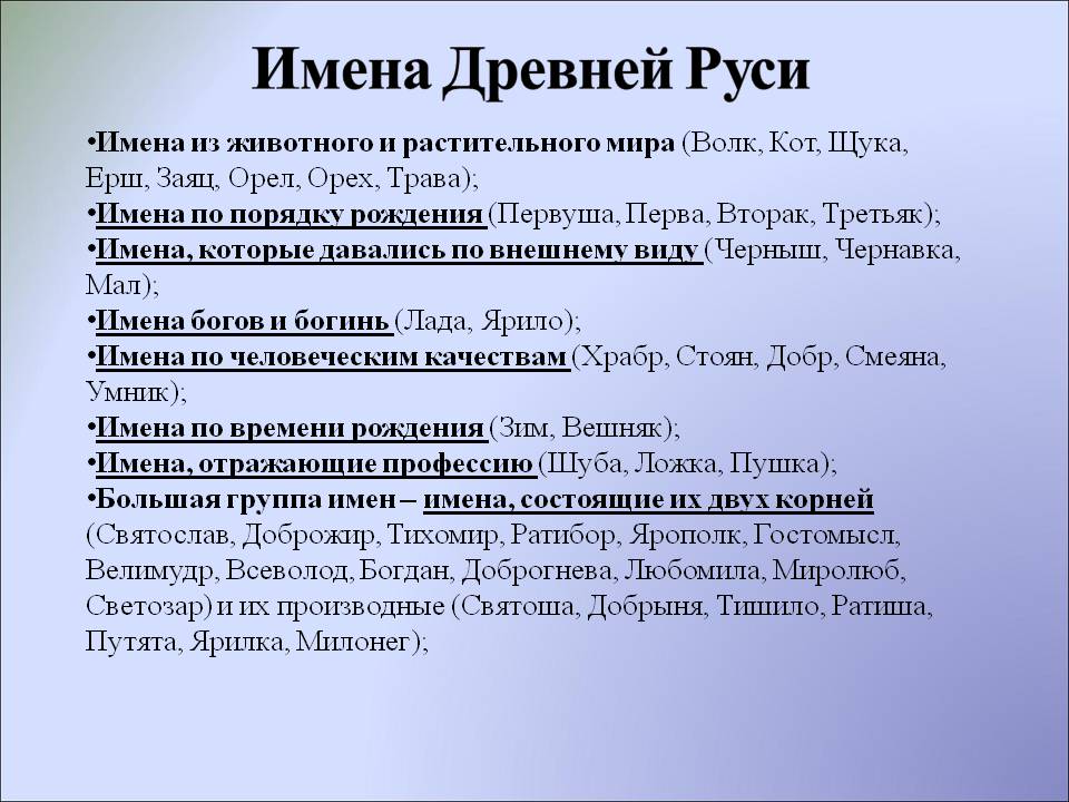 Древнерусские имена презентация