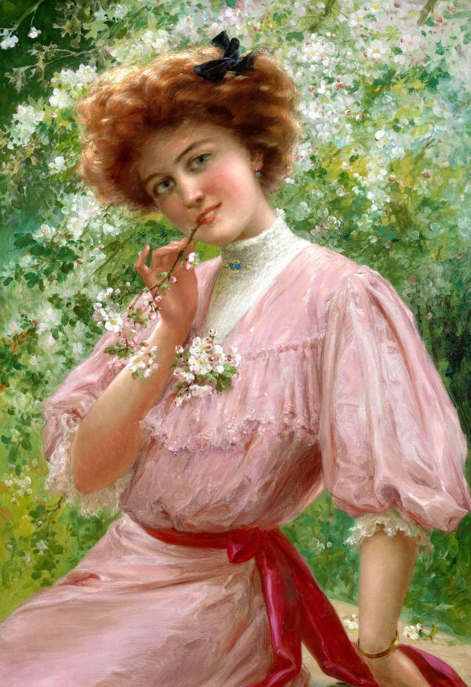Девушка 19 века в розовом