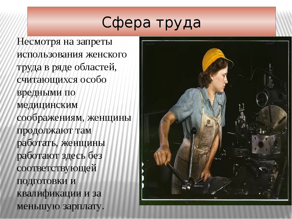 Труд женщины в семье. Сферы труда. Роль женщины. Женский труд в современном обществе. Мужской и женский труд.