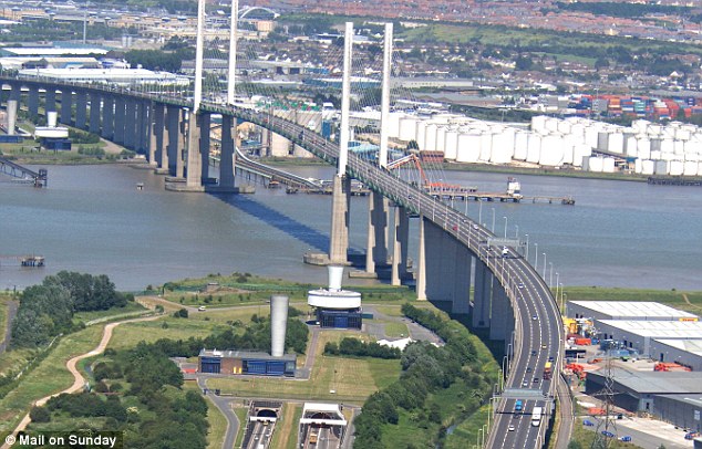 Stopped in his tracks: A driver with a fear of tunnels and bridges made a desperate 999 call for a police escort after suffering a panic attack when  his sat-nav wrongly directed him to the Dartford Crossing (above)