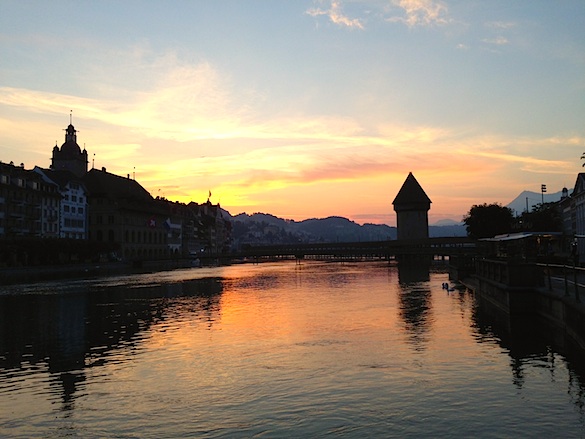 Lucerne Bridge At Sunrise