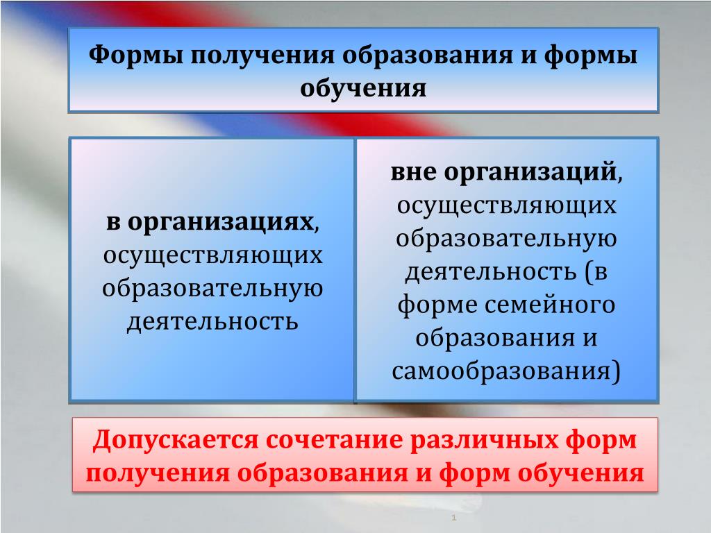 Презентация формы получения образования и формы обучения