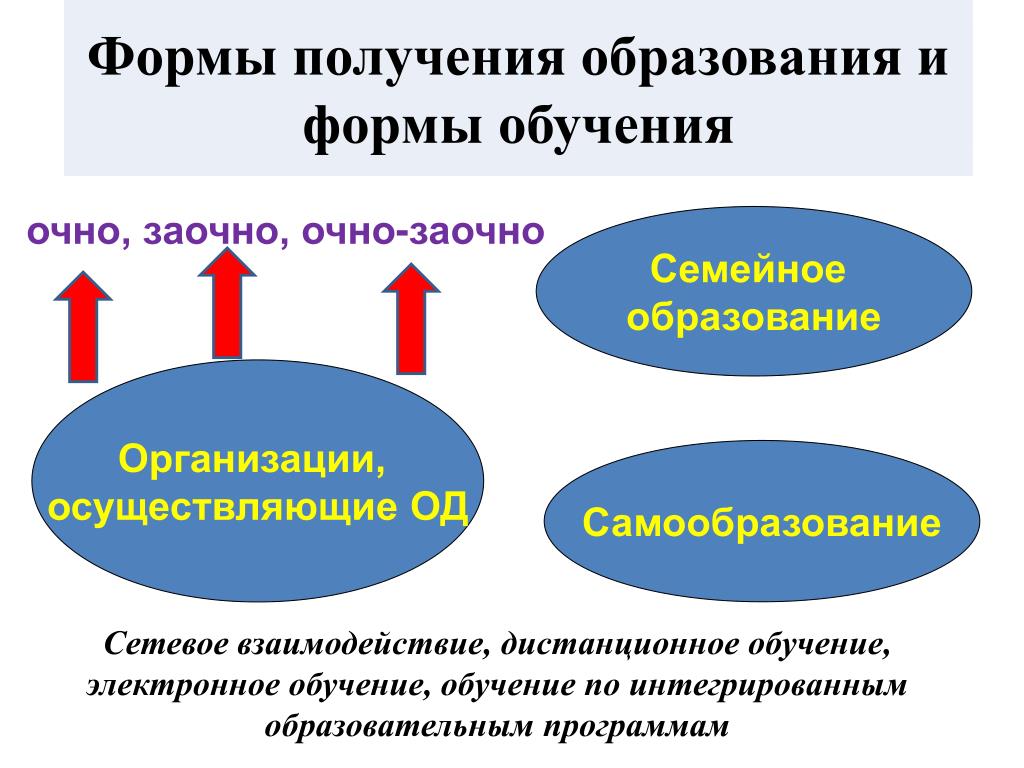 Схема формы получения образования и формы обучения