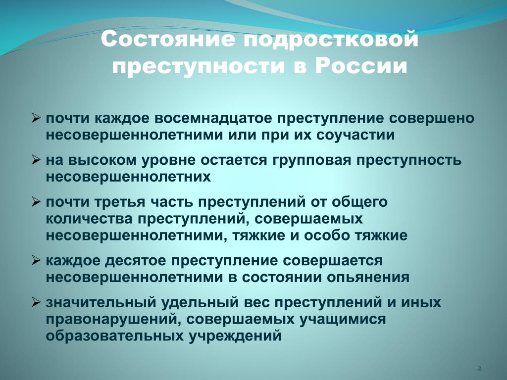 Подростковая преступность индивидуальный проект